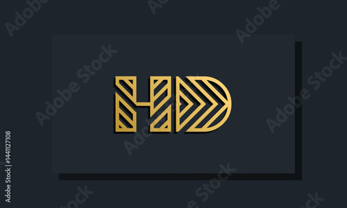 Elegant line art initial letter  HD  logo.