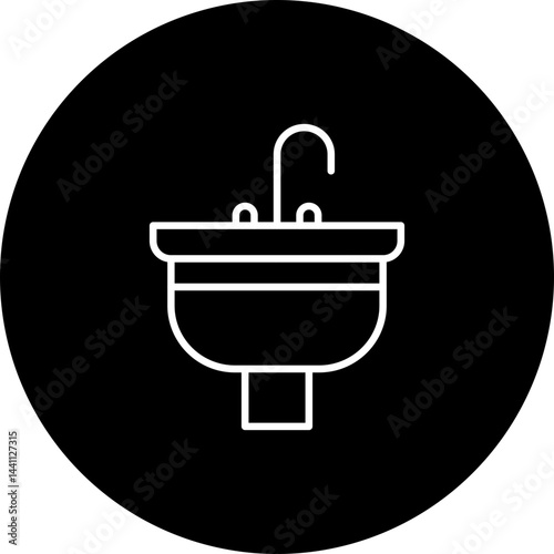Sink Vector Black Circle Icon Design