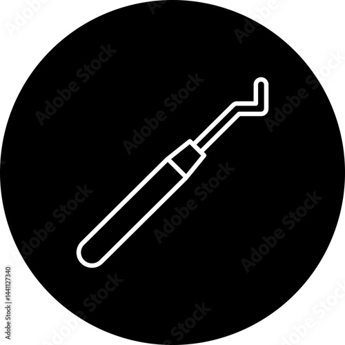 Dental Probe Vector Black Circle Icon Design