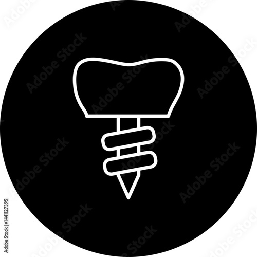 Dental Implant Vector Black Circle Icon Design
