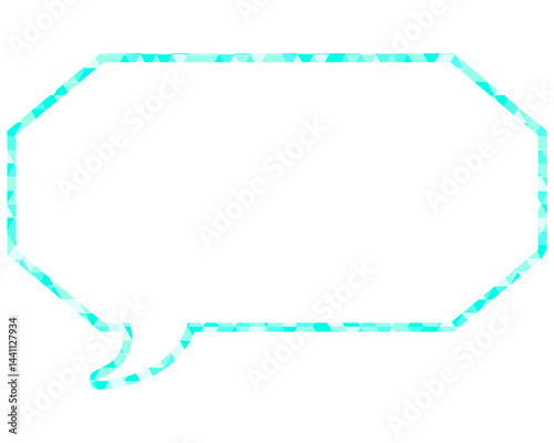 ステンドグラス風吹き出し　三角形模様　細長い八角形