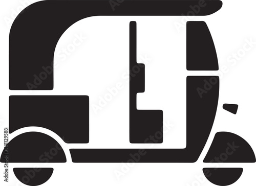 The illustration shows a public transportation vehicle, a bemo