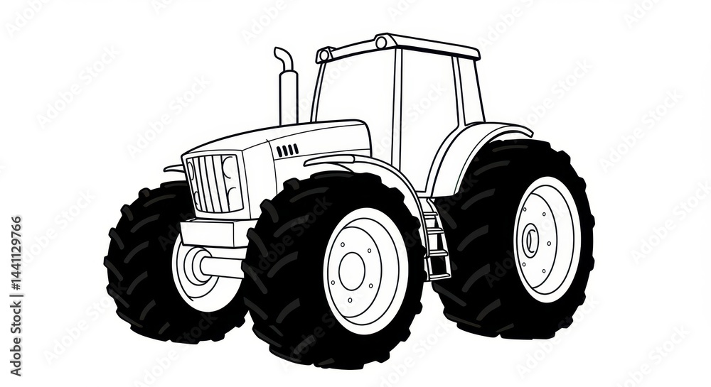 Obraz premium Cartoon Tractor with Big Wheels