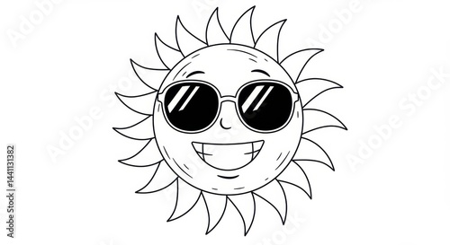 Smiling Sun with Sunglasses Coloring Page