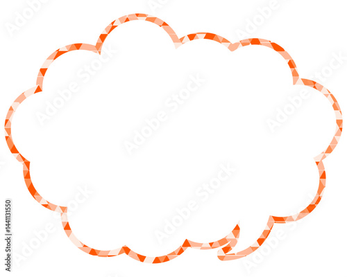 ステンドグラス風吹き出し　三角形模様　丸みのある雲形