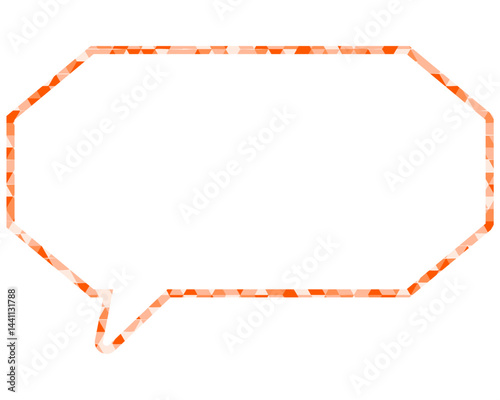 ステンドグラス風吹き出し　三角形模様　細長い八角形