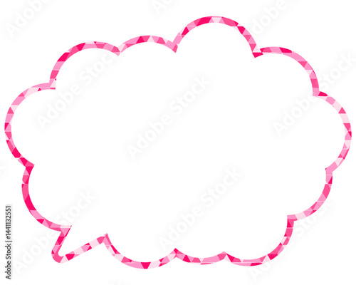 ステンドグラス風吹き出し　三角形模様　丸みのある雲形