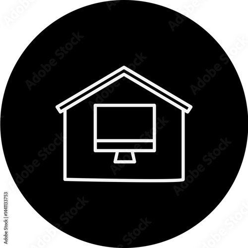 Work From Home Vector Black Circle Icon Design