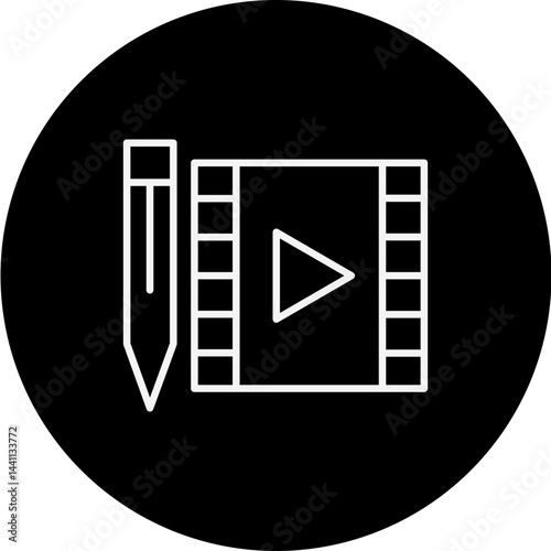 Video Editing Vector Black Circle Icon Design