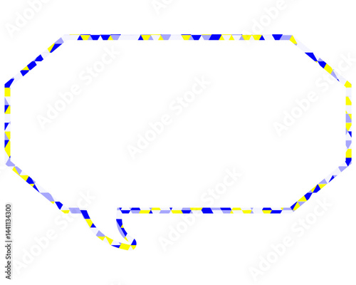 ステンドグラス風吹き出し　三角形模様　細長い八角形