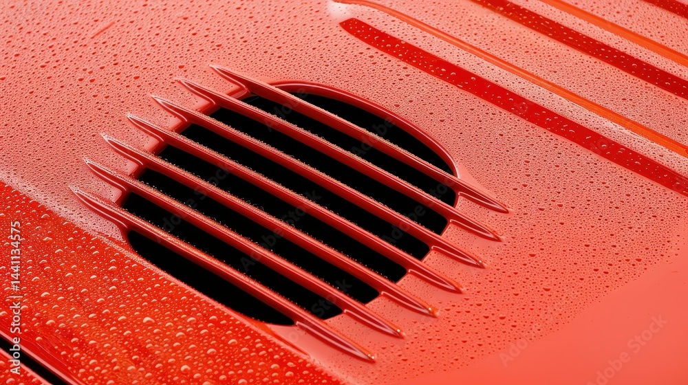 Bright daylight reflects off the sleek air intake vent of a classic sports car, showcasing retro elegance and design.