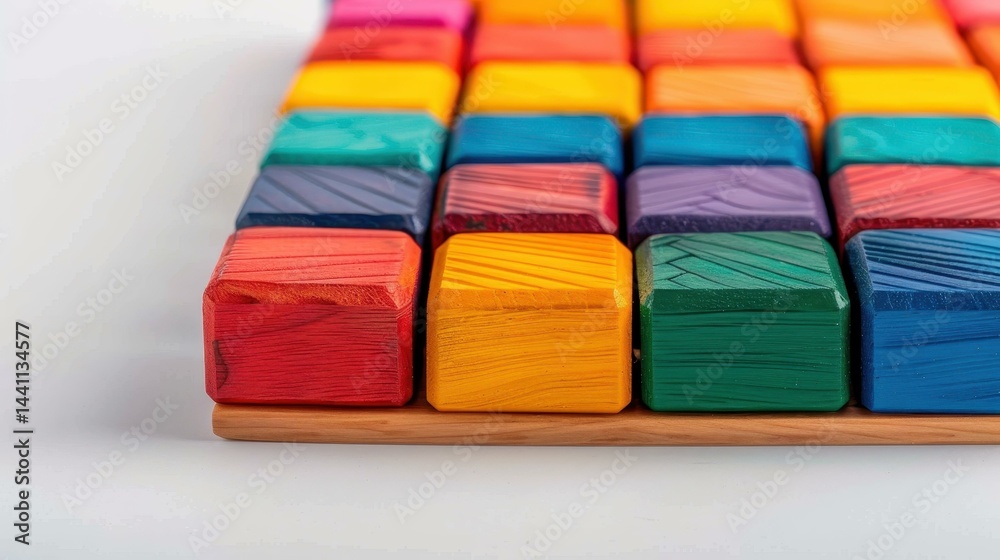 A vibrant arrangement of wooden blocks showcases the beauty of color and creativity, inviting inspiration and artistic expression.