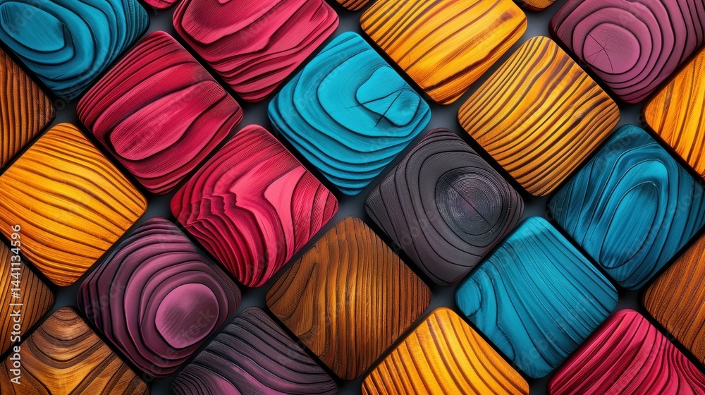 Brightly colored blocks in various shapes are arranged casually, showcasing a fun and creative vibe.