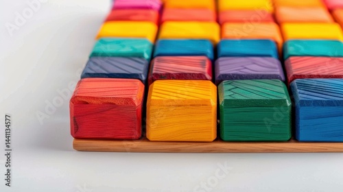 Obraz na płótnie A vibrant arrangement of wooden blocks showcases the beauty of color and creativity, inviting inspiration and artistic expression. w salonie