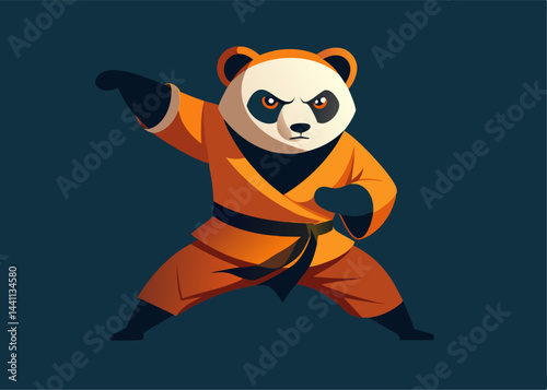 Kung Fu Panda: A courageous panda in a dynamic martial arts pose, emanating strength and focus. The image showcases determination and skill, embodying the spirit of discipline.