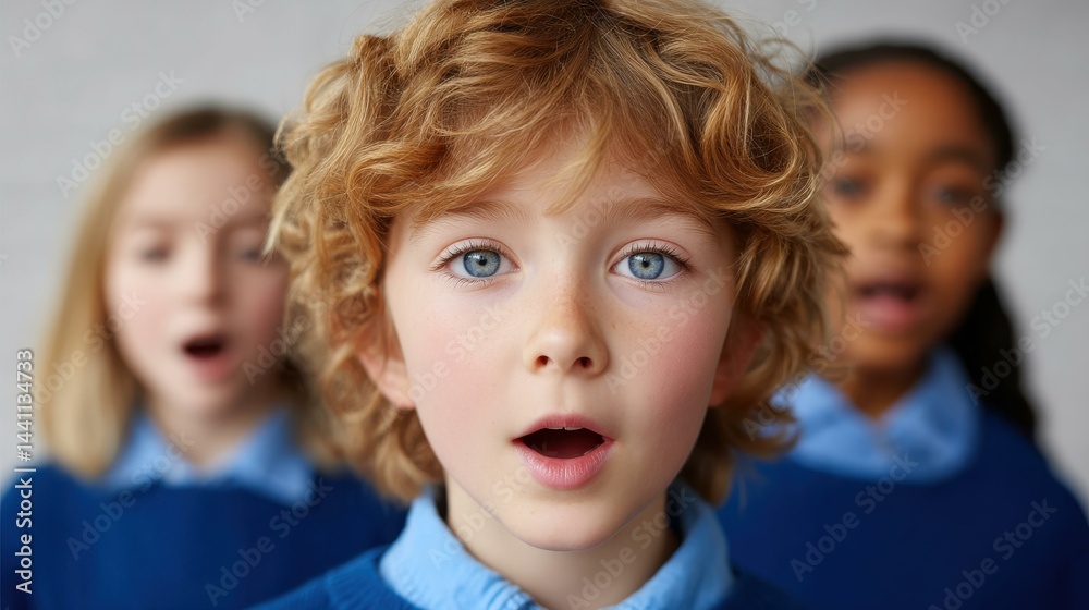 A group of choir school children harmoniously singing together, embodying joy and the spirit of music.