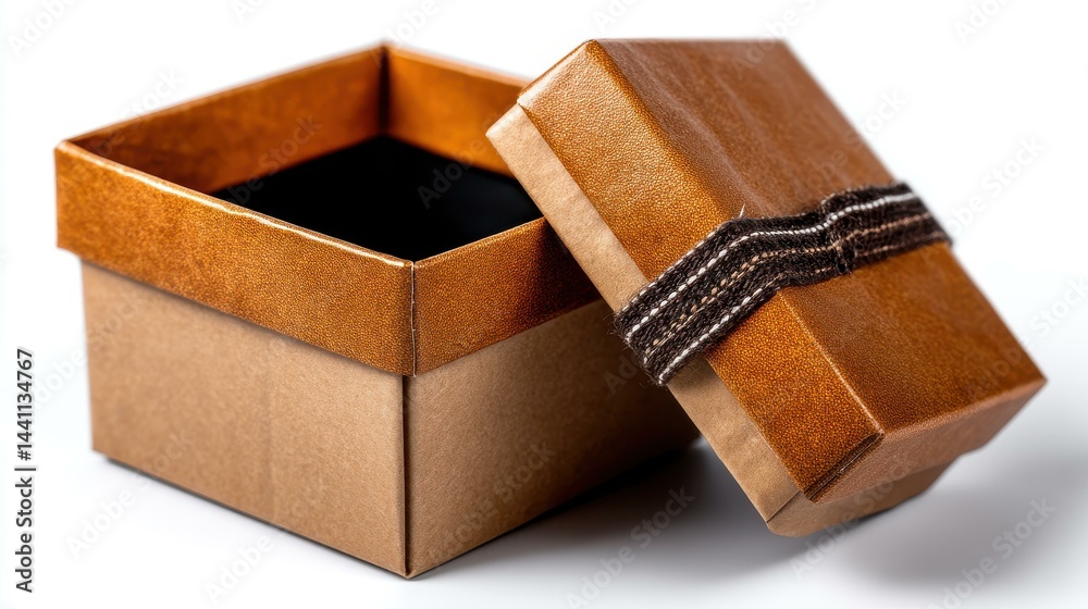 A simple, closed cardboard box with a lid, isolated on a clean white background for a minimalist look.