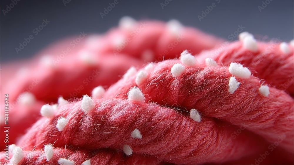 Soft pink wool texture, a cozy closeup revealing intricate fibers and a gentle hue perfect for warm designs.