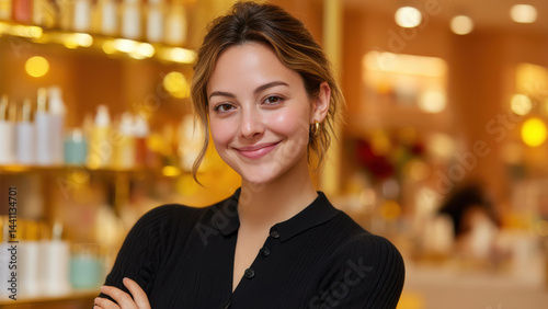 Obraz na płótnie Experience the allure of highend cosmetics in an elegant salon, where beauty meets professionalism and stunning skincare awaits. w salonie
