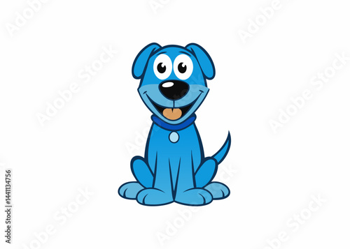 Playful Pup: A vibrant illustration of a cheerful blue puppy, exuding joy and playful energy. The friendly pup sits with a happy grin, making it a delightful visual for various design projects.