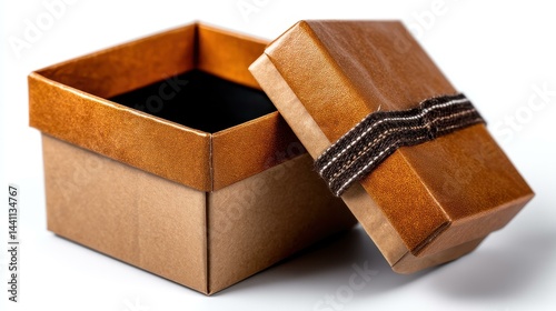 Obraz na płótnie A simple, closed cardboard box with a lid, isolated on a clean white background for a minimalist look. w salonie