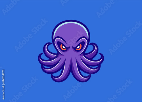 Mystic Kraken: A captivating illustration of a mystical kraken, its intricate details highlighted against a deep blue backdrop, exuding an aura of mystery and intrigue. 