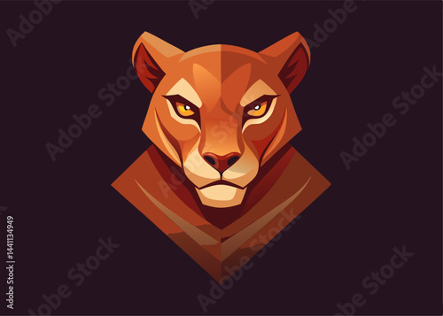 Geometric Cougar: An illustration of a cougar, crafted in a striking geometric style, showcasing the elegance of wildlife in an artistic manner.