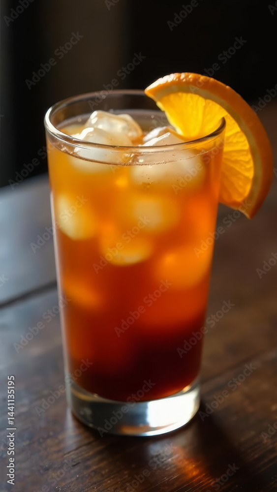 iced iced coffee with lemon, vertically