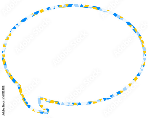 ステンドグラス風吹き出し　三角形模様　丸形