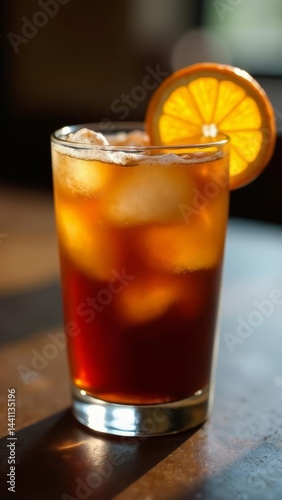 Obraz na płótnie iced iced coffee with lemon, vertical w salonie