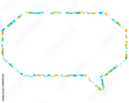 ステンドグラス風吹き出し　三角形模様　細長い八角形