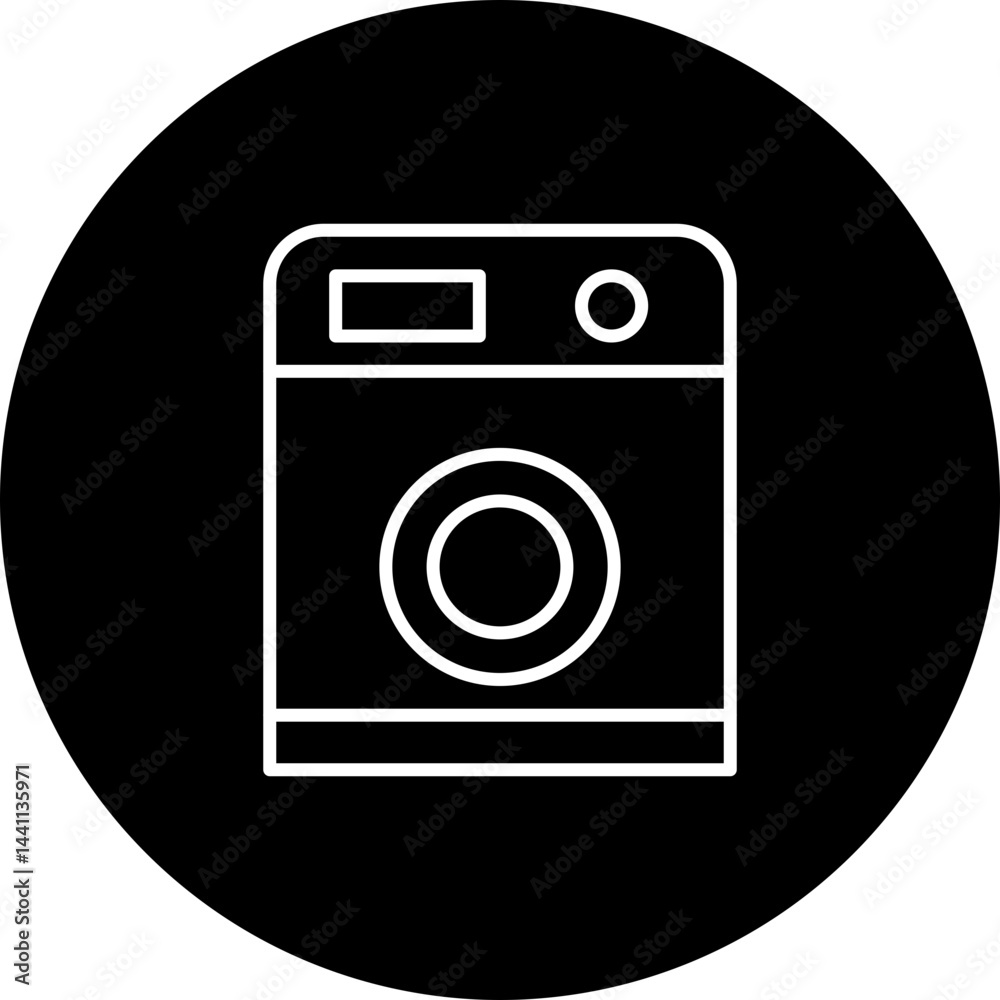 Smart Washing Machine Vector Black Circle Icon Design Smart Washing Machine Vector Black Circle Icon Design