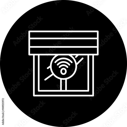Smart Window Blinds  Vector Black Circle Icon Design