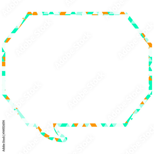 ステンドグラス風吹き出し　三角形模様　角のある八角形