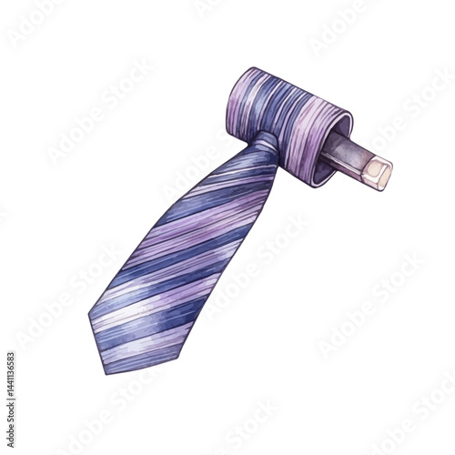 illustration of Modern Tie Clip, watercolor vector, isolated on a white background.