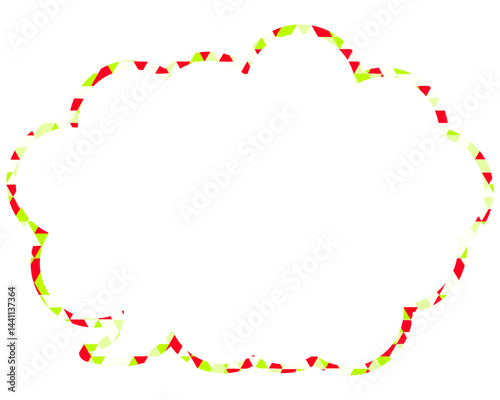 ステンドグラス風吹き出し　三角形模様　丸みのある雲形