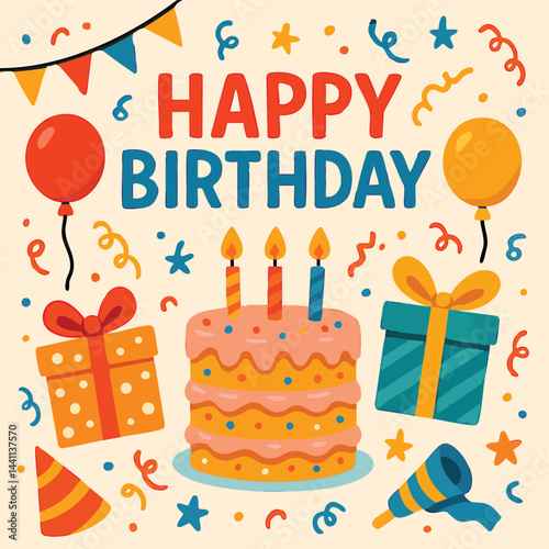 A Big Happy Birthday Print Design in Vector