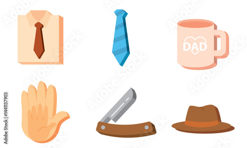 Flat dad icons set layout. Vector