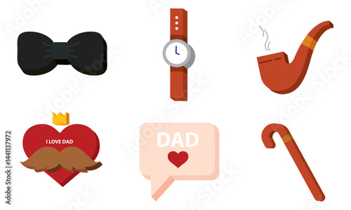 Pipe heart cane dad symbols. Vector
