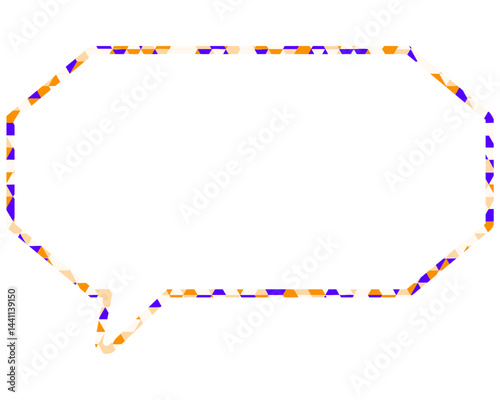 ステンドグラス風吹き出し　三角形模様　細長い八角形