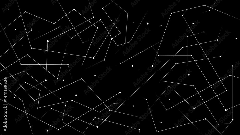 Animation pattern set, seamless 5-second loop, connect moving lines and dots, motion graphics collection for overlay and decorative purposes.