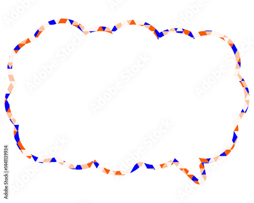 ステンドグラス風吹き出し　三角形模様　細長い雲形