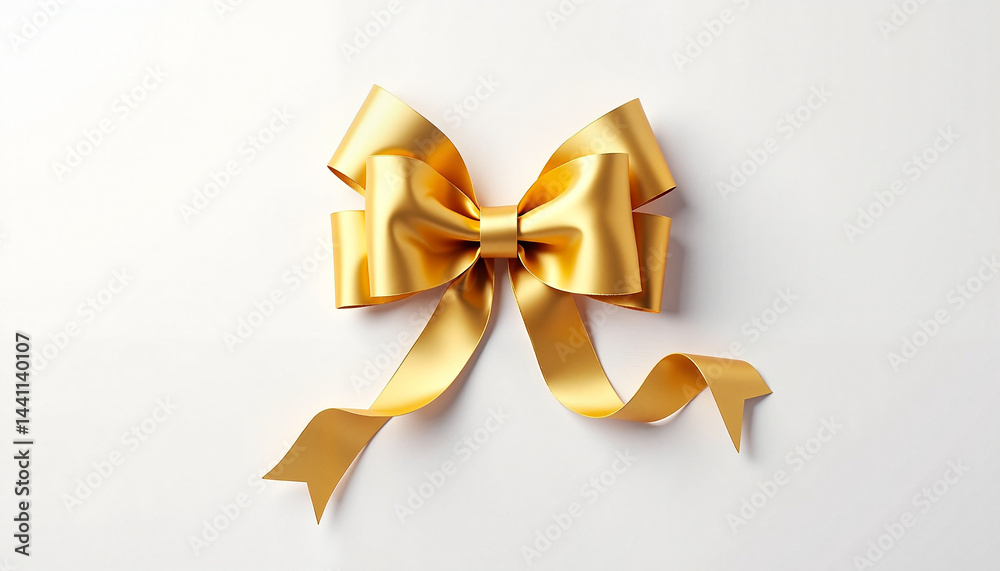 Elegant gift box with golden ribbon on a red background, Golden Bow, Black Friday