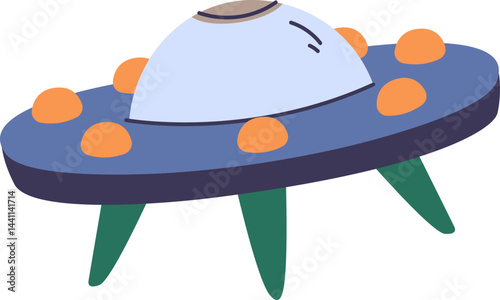 Cartoon UFO with Alien Elements