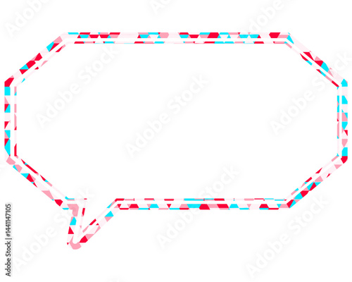 ステンドグラス風吹き出し　三角形模様　細長い八角形