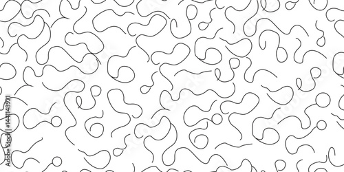 Abstract black squiggle line pattern for background texture or artistic decoration on transparent background