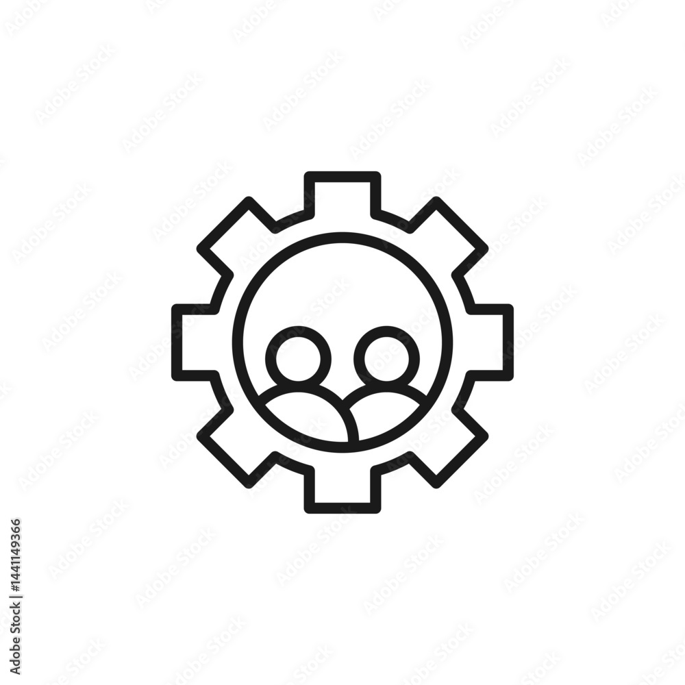 Collaboration Icon Representing Teamwork and Business Dynamics with Gear Symbolizing Connection and Efficiency in a Corporate Environment Collaboration Icon Representing Teamwork and Business Dynamics with Gear Symbolizing Connection and Efficiency in a Corporate Environment