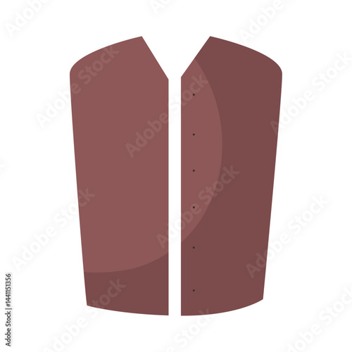 Brown sleeveless vest. Vector
