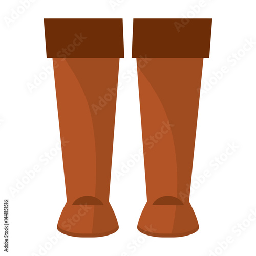 Brown leather knee-high boots. Vector