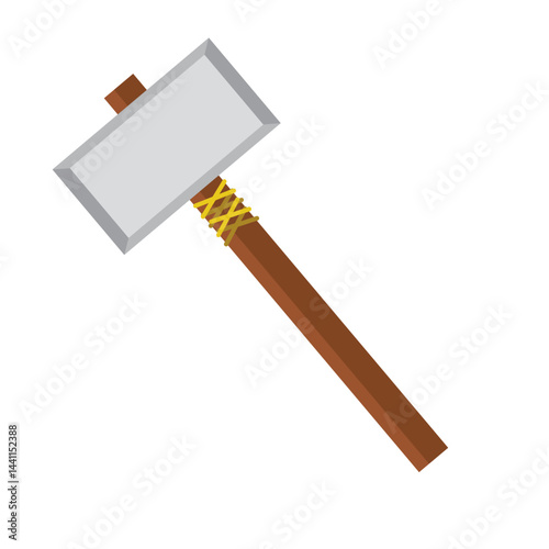 War hammer with silver head. Vector